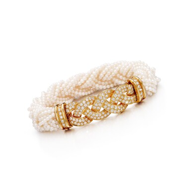 View full screen - View 1 of Lot 1660. Seed Pearl and Diamond Bracelet | 梵克雅寶 | 珍珠 配 鑽石 手鏈.