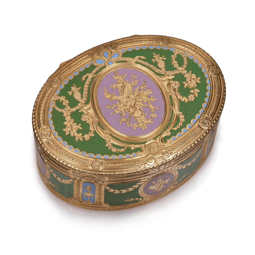 View full screen - View 1 of Lot 1148. A gold and enamel snuff box, probably M&P, Berlin, circa 1780.