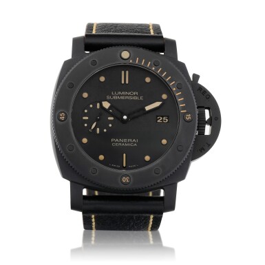View full screen - View 1 of Lot 8153. Luminor Submersible 1950 3 Days, Reference PAM00508 | A limited edition ceramic wristwatch with date, Circa 2014 | 沛納海 | Luminor Submersible 1950 3 Days 型號PAM00508 | 限量版陶瓷腕錶,備日期顯示,約2014年製.