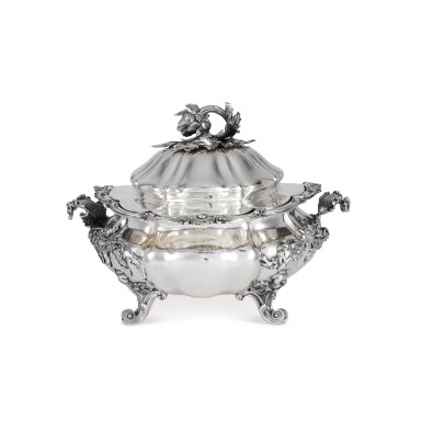 View full screen - View 1 of Lot 13. An Early Victorian Silver Soup Tureen and Cover, Paul Storr, London, 1837.