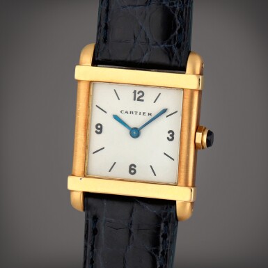 View full screen - View 1 of Lot 455. Tank chinoise | A yellow gold wristwatch | Circa 1975.
