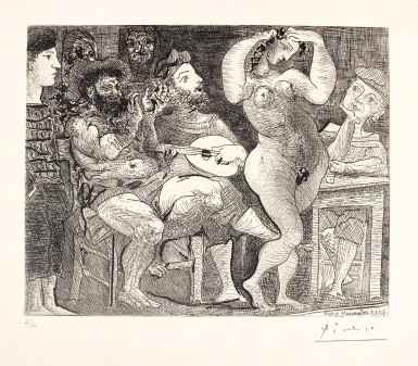View full screen - View 1 of Lot 85. PABLO PICASSO | EN LA TABERNA. PÊCHEURS CATALANS EN BORDÉE (B. 286; BA. 439).