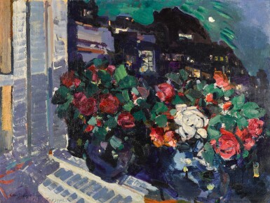 View full screen - View 1 of Lot 58. Roses on a Window Sill, Gurzuf.