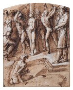 The scourging of a male Saint