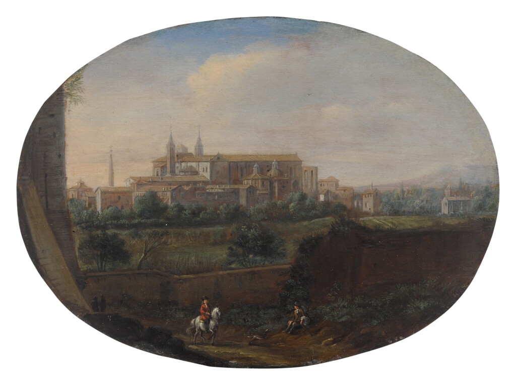 View full screen - View 1 of Lot 646. Rome, a view from a garden looking south towards San Giovanni in Laterano, seen from behind.