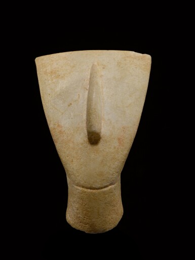 View full screen - View 1 of Lot 112. A Cycladic Marble Head of a Goddess, circa 2600-2400 B.C. .