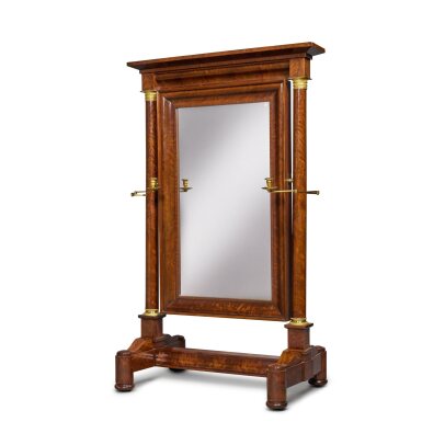 View full screen - View 1 of Lot 158. A Very Fine Classical Ormolu Mounted Figured Mahogany Cheval Glass, Attributed to the School of Duncan Phyfe, New York, Circa 1835.
