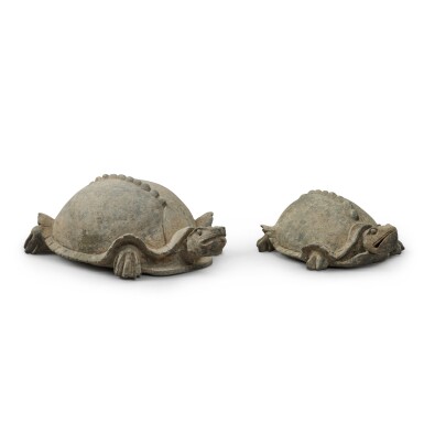 View full screen - View 1 of Lot 297. Two large pottery figures of turtles, Han dynasty | 漢 陶龜一組兩件.