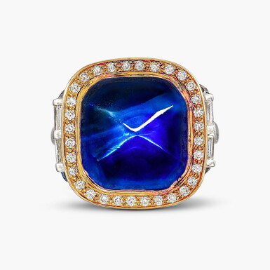 View full screen - View 1 of Lot 1781. Sapphire and Diamond Ring | 20.84克拉天然 「喀什米爾」未經加熱藍寶石 配 鑽石 戒指.