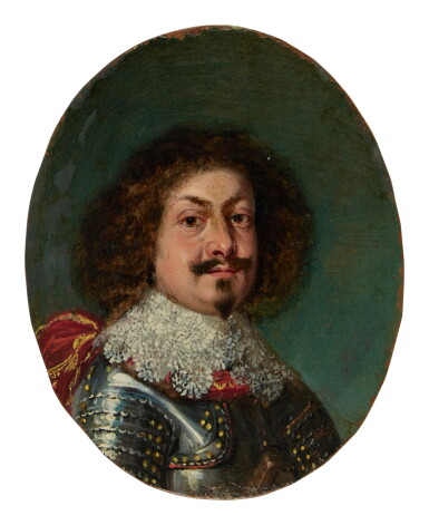 View full screen - View 1 of Lot 313. Miniature portrait of a military officer, possibly Ottavio Piccolomini, 1st Duke of Amalfi (1599-1656).