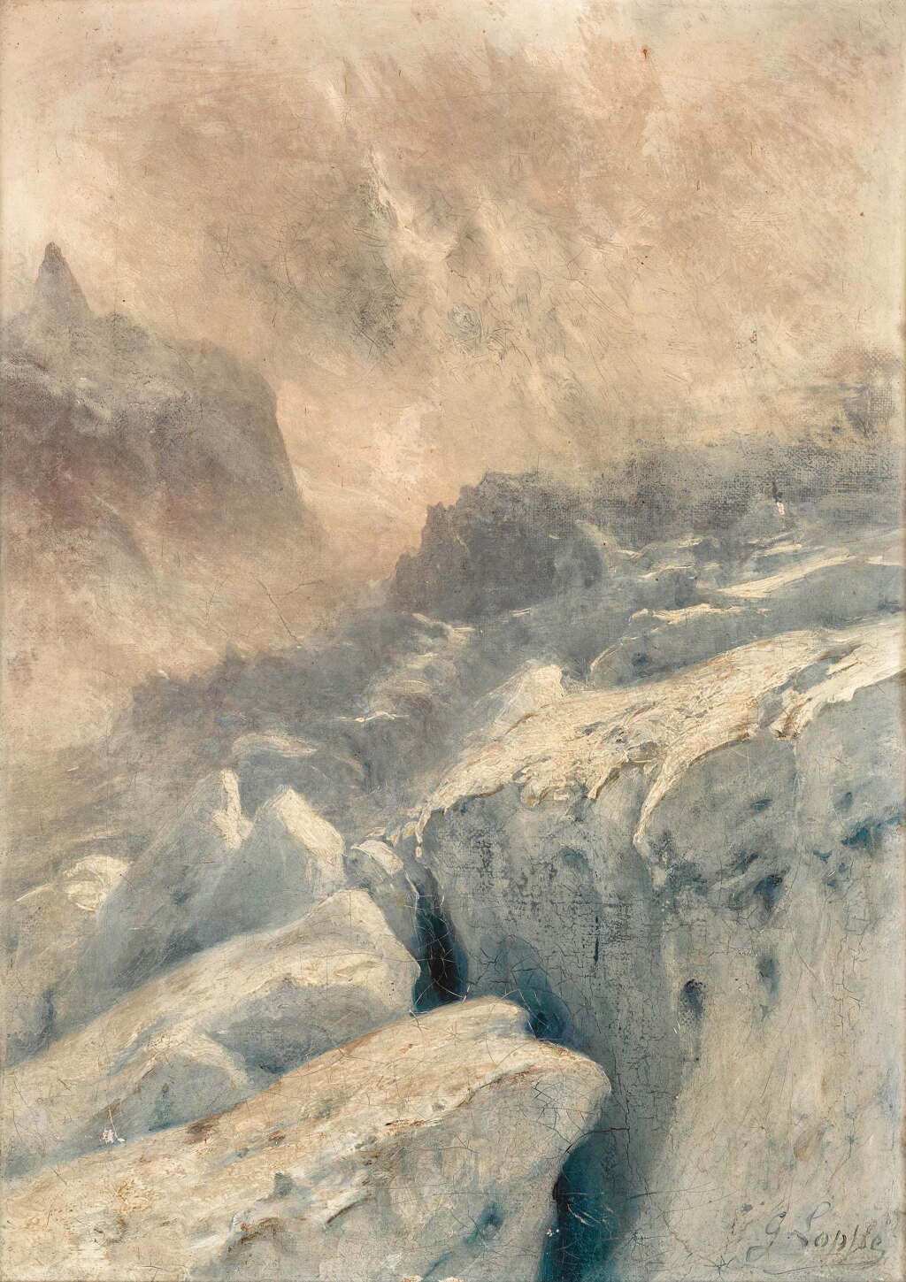View full screen - View 1 of Lot 306. Crevasses on the Glacier du Géant, below the Col du Géant, Vallée Blanche, Chamonix.