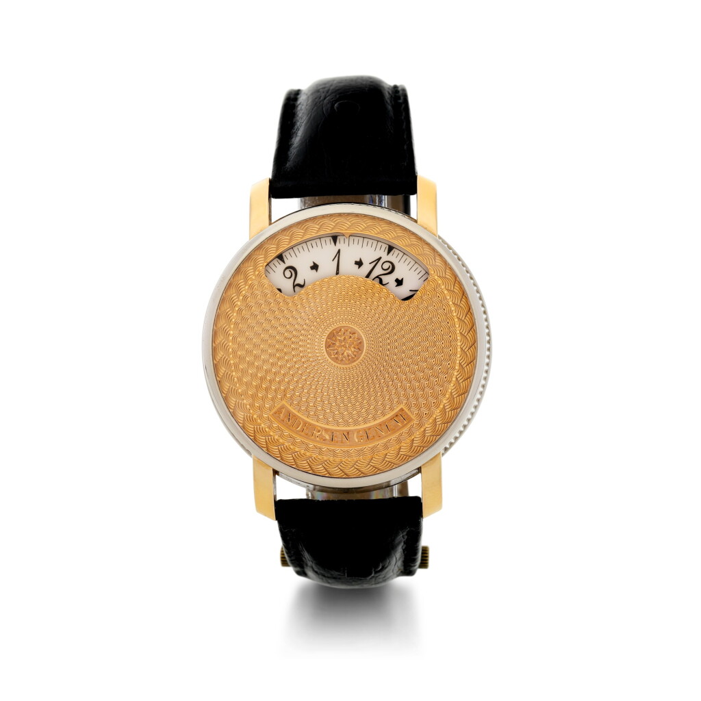 View full screen - View 1 of Lot 553. ANDERSEN GENEVE | MONTRE A TACT A WHITE AND PINK GOLD AUTOMATIC DUAL APERTURE WRISTWATCH, CIRCA 2010.