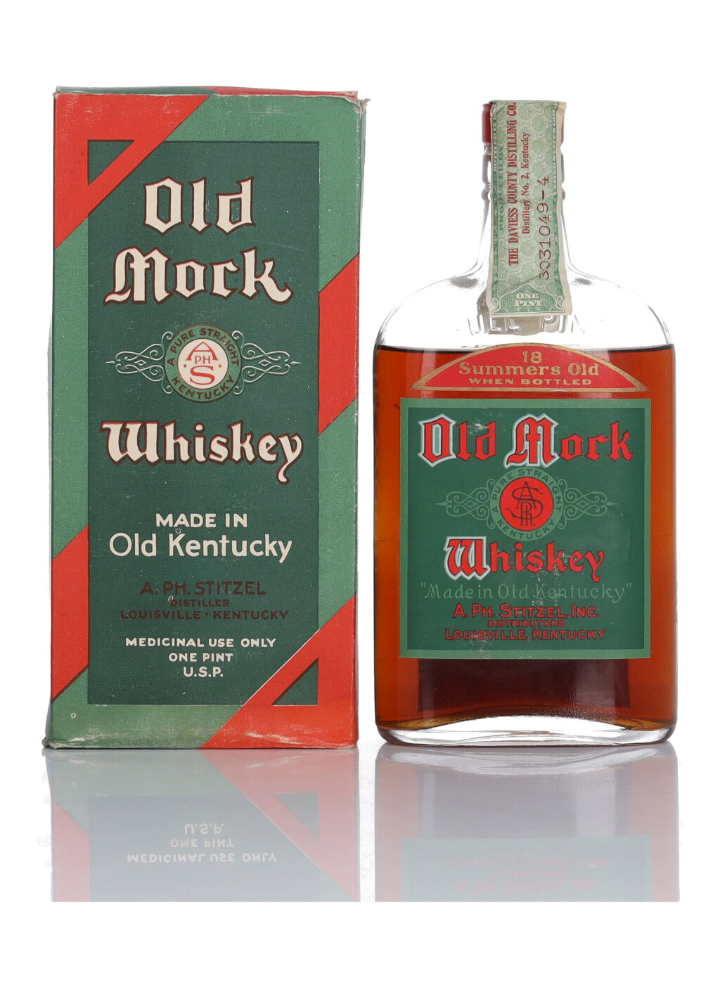 View full screen - View 1 of Lot 163. Old Mock 18 Year Old 100 Proof 1916 (1 Pint).