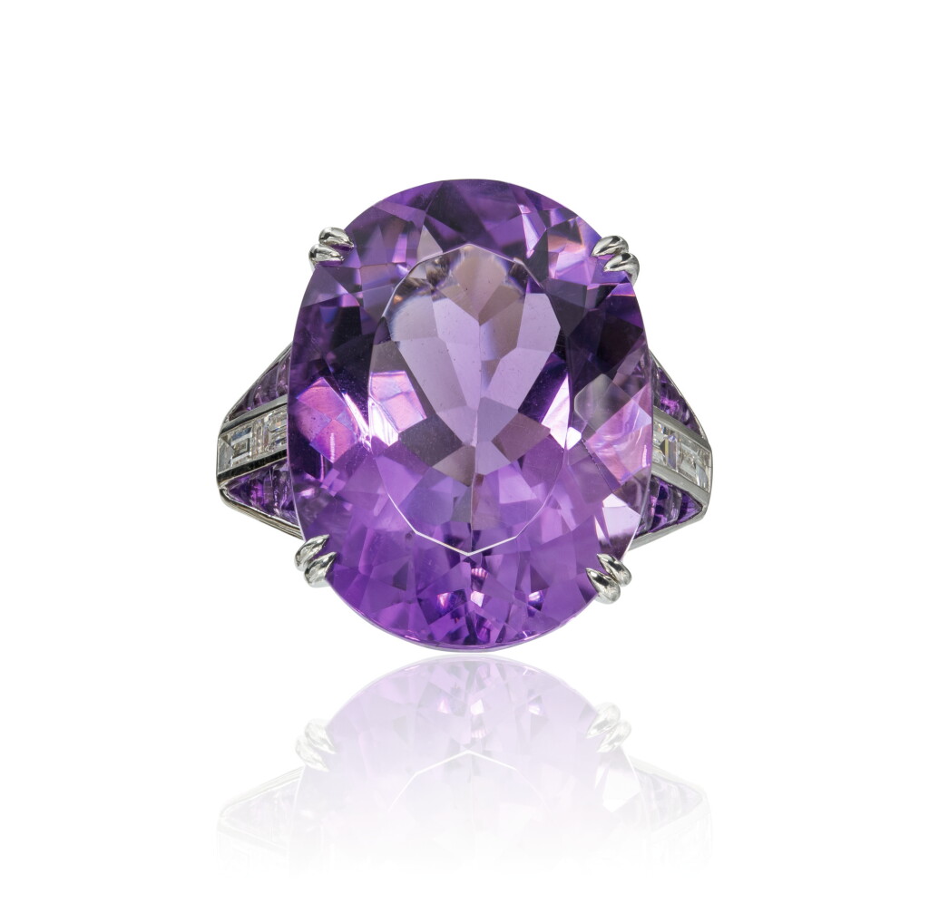 View full screen - View 1 of Lot 45. Amethyst and diamond ring, Michele della Valle.
