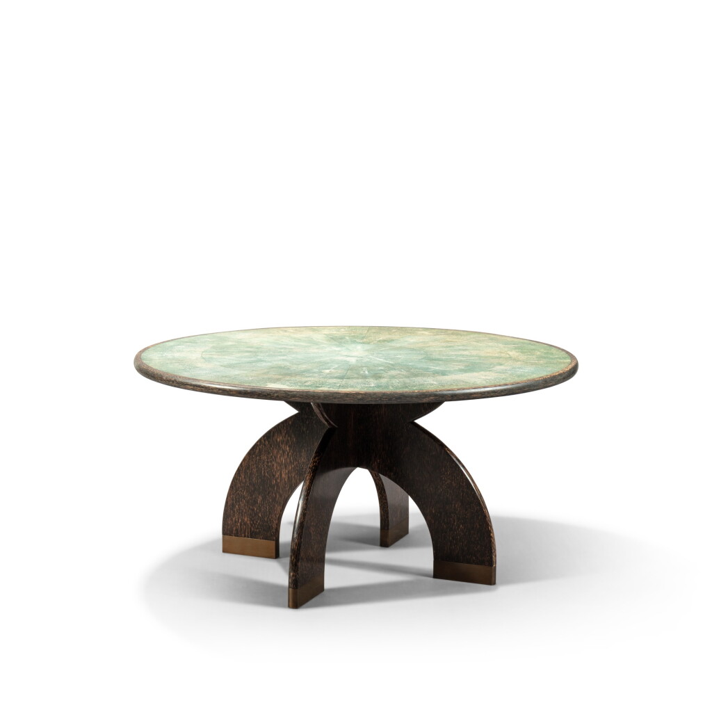 View full screen - View 1 of Lot 119. A palm tree, shagreen and gilt brass dining table, modern.