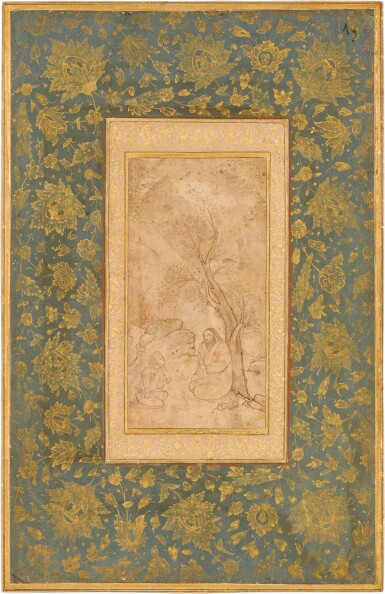 View full screen - View 1 of Lot 39. A holy man under a tree teaching a young prince, Persia, Safavid, Isfahan, circa 1600.