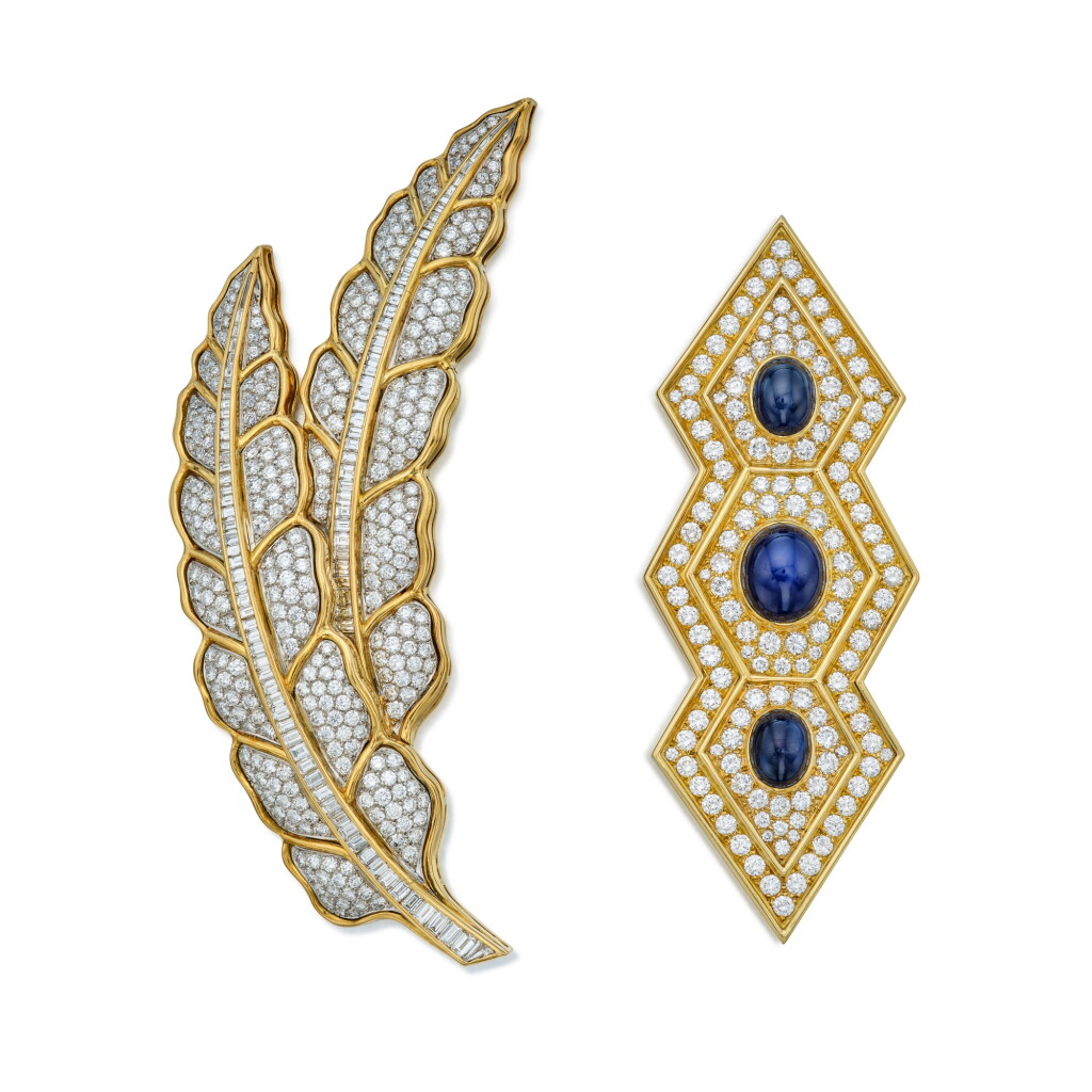 View full screen - View 1 of Lot 416. Two Gem-Set Clip-Brooches.
