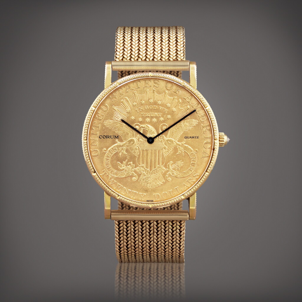 View full screen - View 1 of Lot 517. Montre bracelet en or jaune pièce de vingt dollars | Yellow gold twenty dollars coin bracelet watch Vers 1990 | Circa 1990.