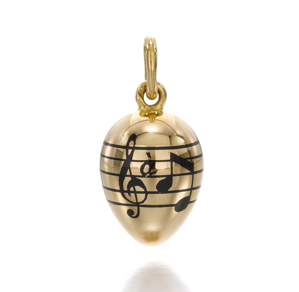 View full screen - View 1 of Lot 240. A Fabergé gold and champlevé enamel egg pendant, workmaster Oskar Pihl, St Petersburg, pre-1897.