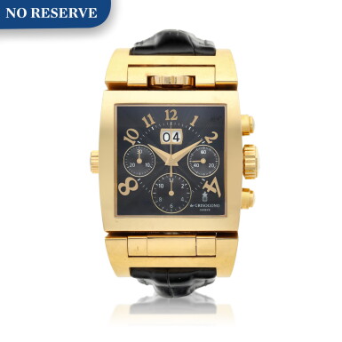 View full screen - View 1 of Lot 83. Instrumento Doppio A limited edition yellow gold reversible chronograph square shaped wristwatch with date, Circa 2000 .
