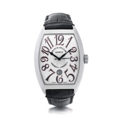 View full screen - View 1 of Lot 809. FRANCK MULLER | REFERENCE 8880 SC DT AMERICA-AMERICA A LIMITED EDITION STAINLESS STEEL TONNEAU-SHAPED AUTOMATIC WRISTWATCH WITH DATE, CIRCA 2008.