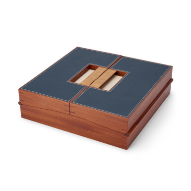 View full screen - View 1 of Lot 732. Bleu de Malte Evercolor and Lizard Mahogany Macao Mahjong Game.