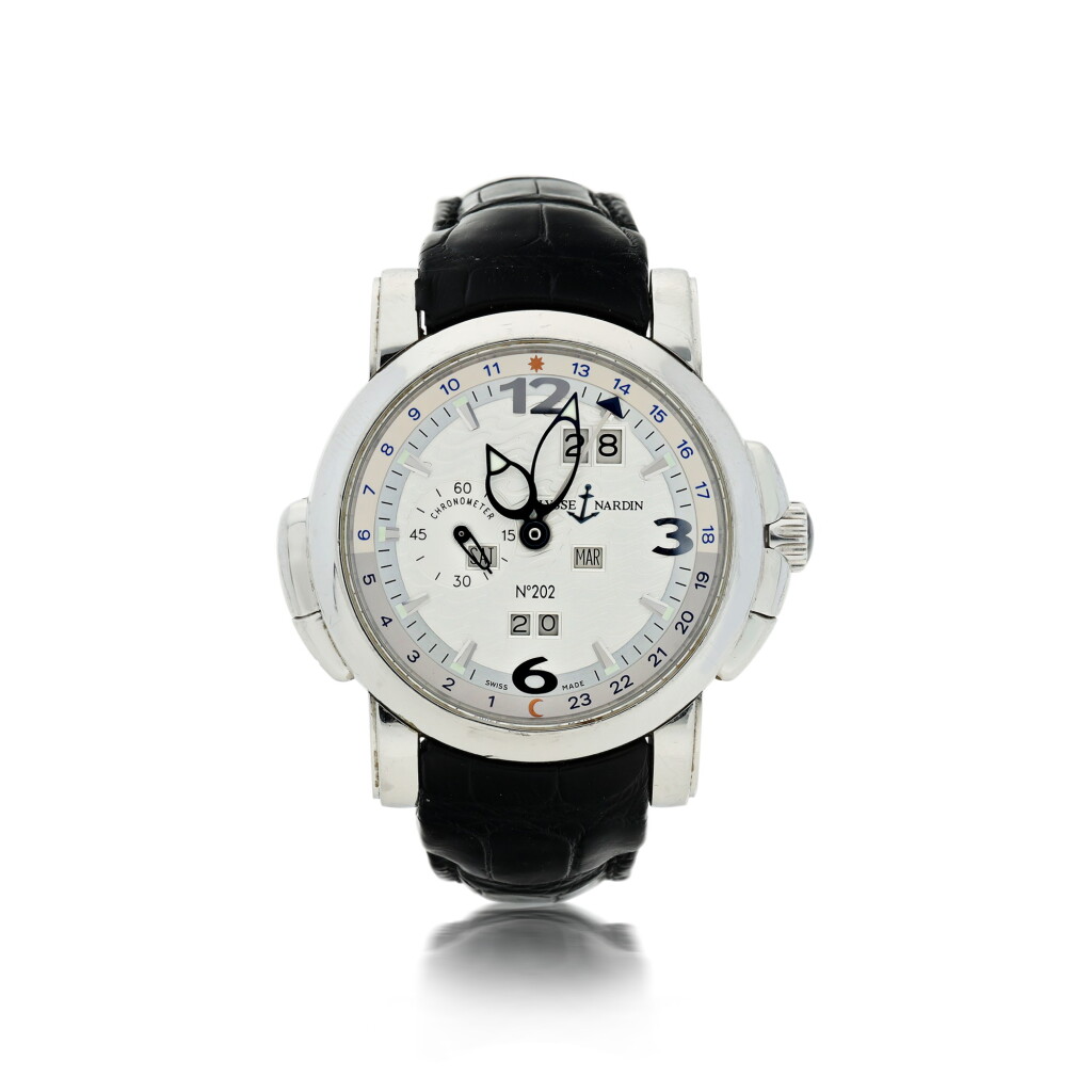 View full screen - View 1 of Lot 121. ULYSSE NARDIN | REFERENCE 329-60 GMT+/- PERPETUAL A PLATINUM AUTOMATIC PERPETUAL CALENDAR DUAL TIME WRISTWATCH, CIRCA 2000.