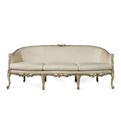 View full screen - View 1 of Lot 83. A North Italian Late Rococo Carved and Polychrome Painted Wood Sofa, Circa 1770.