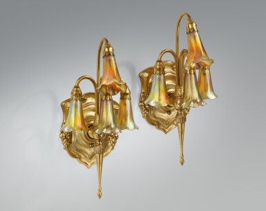 View full screen - View 1 of Lot 325. Pair of Four-Light "Lily" Sconces.