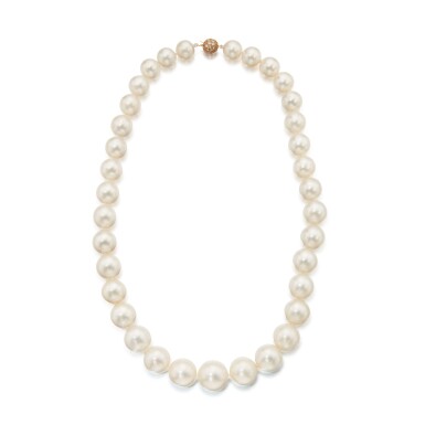 View full screen - View 1 of Lot 183. Cultured Pearl and Diamond Necklace.