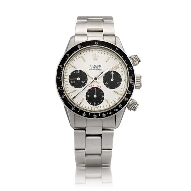 View full screen - View 1 of Lot 2270. Cosmograph Daytona, Reference 6263 | A stainless steel chronograph wristwatch with bracelet, Circa 1973 | 勞力士 | Cosmograph Daytona 型號6263 | 精鋼計時鏈帶腕錶,約1973年製.