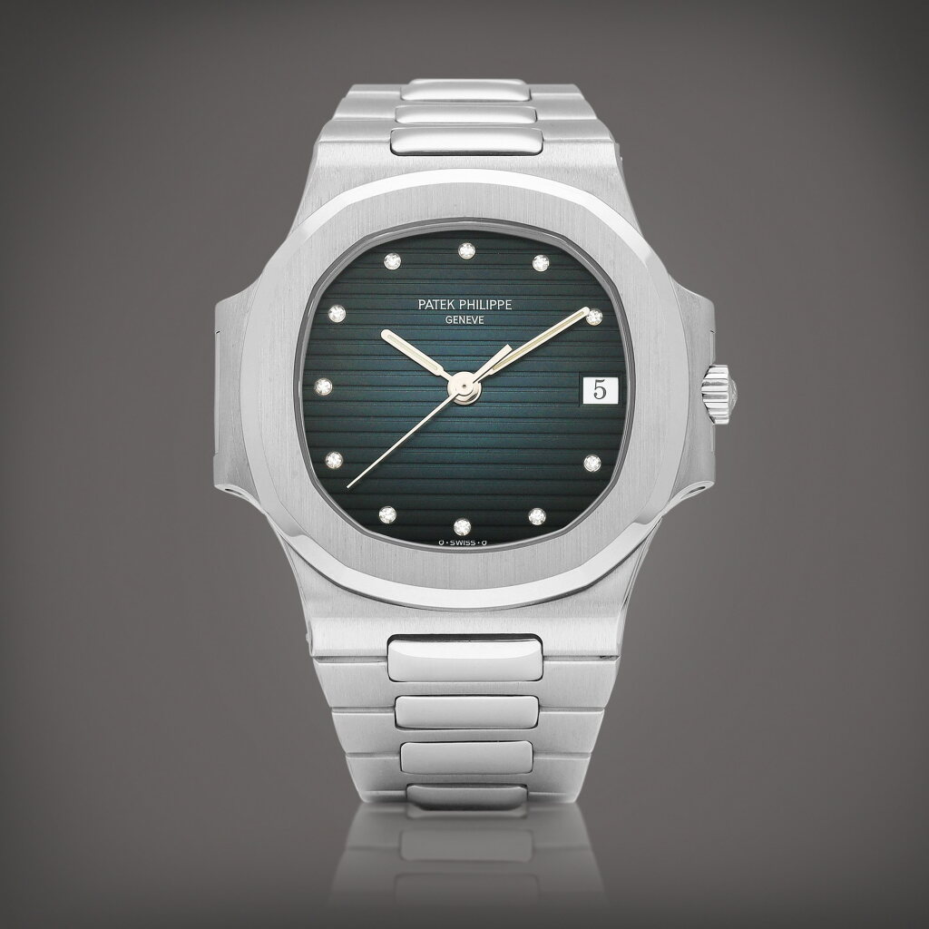 View full screen - View 1 of Lot 2113. Nautilus, Reference 3800 | A stainless steel and diamond-set bracelet watch with date, Circa 1996 | 百達翡麗 | Nautilus 型號3800 | 精鋼鑲鑽石鏈帶腕錶,備日期顯示,約1996年製.