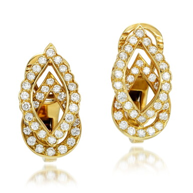 View full screen - View 1 of Lot 133. Pair of diamond ear clips, 1977.