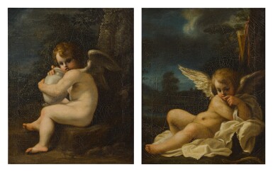 View full screen - View 1 of Lot 95. Cupid with a vase; Cupid musing.