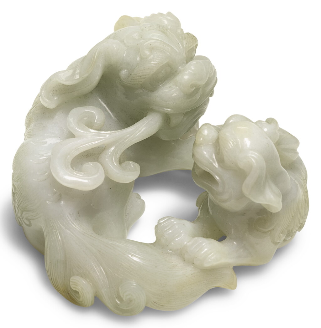 View full screen - View 1 of Lot 273. A JADEITE 'BUDDHIST LION AND CUB' GROUP 20TH CENTURY | 二十世紀 翠玉太獅少獅擺件.