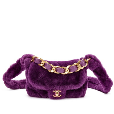 View full screen - View 1 of Lot 3111. Purple Shearling Quilted Flap Bag Brushed Gold Hardware.