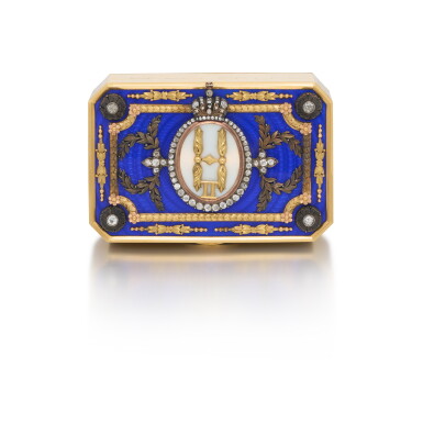 View full screen - View 1 of Lot 105. Gold, enamel and diamond presentation snuff box, 1970s.