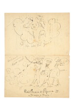 VERLAINE. L.a.s. à Irénée Decroix, illustrée de 2 dessins, datée Paris le 15 [janvier 1877]. 1 p. in-8 sur un bifeuillet