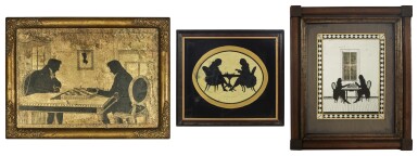 View full screen - View 1 of Lot 78. Three German verre églomisé silhouettes of chess players, late 18th/19th century.