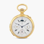 Grande complication, montre de poche chronographe et répétition minute en or jaune avec quantième perpétuel et phases de lune, vers 1873