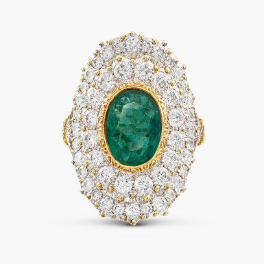 View full screen - View 1 of Lot 1259. Emerald and Diamond Ring | 馬里奧 布契拉提 | 祖母綠 配 鑽石 戒指.