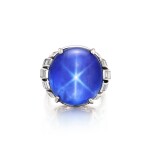 Star Sapphire and Diamond Ring | 天然「斯里蘭卡」未經加熱星光藍寶石 配 鑽石 戒指