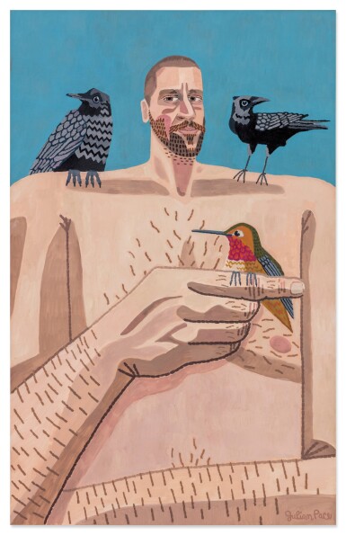 View full screen - View 1 of Lot 801. Self Portrait with Hummingbird .