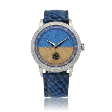 View full screen - View 1 of Lot 454. 'Northern lights for Ukraine' GoS Norrsken Unique stainless steel wristwatch Made in 2022.