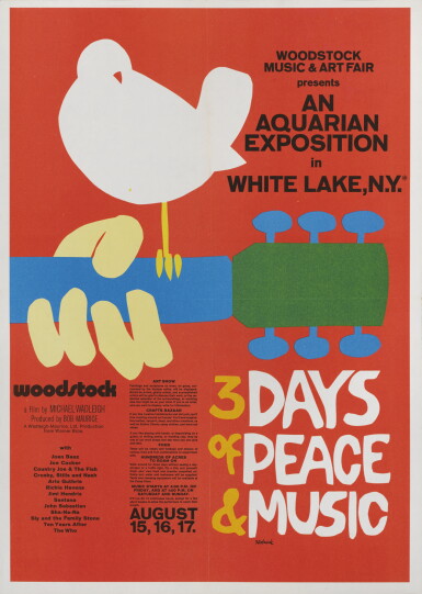 View full screen - View 1 of Lot 164. Woodstock (1970) press book poster, US.