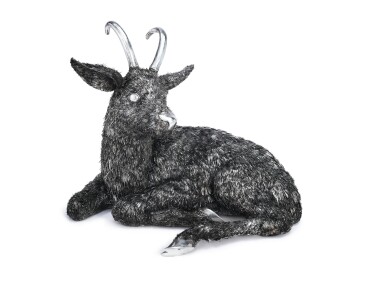 View full screen - View 1 of Lot 425. AN ITALIAN SILVER GOAT, BUCCELLATI, 20TH CENTURY.