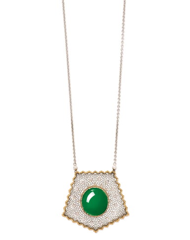 View full screen - View 1 of Lot 1717. Jadeite and Diamond Pendent Necklace | 天然翡翠 配 鑽石 項鏈.