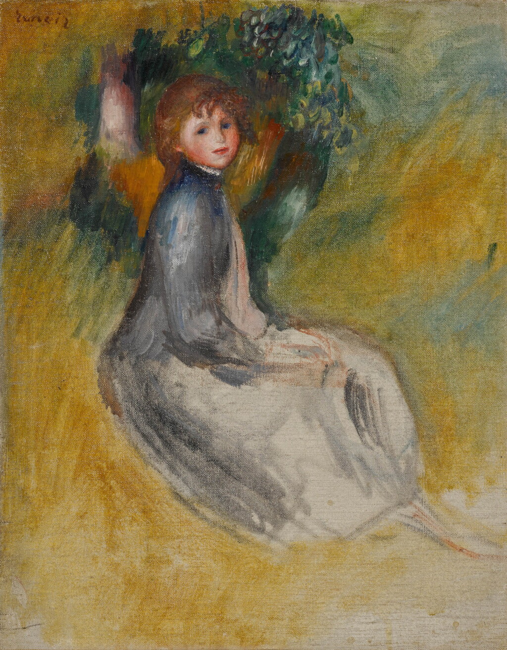 View full screen - View 1 of Lot 320. Jeune fille assise sous un arbre.