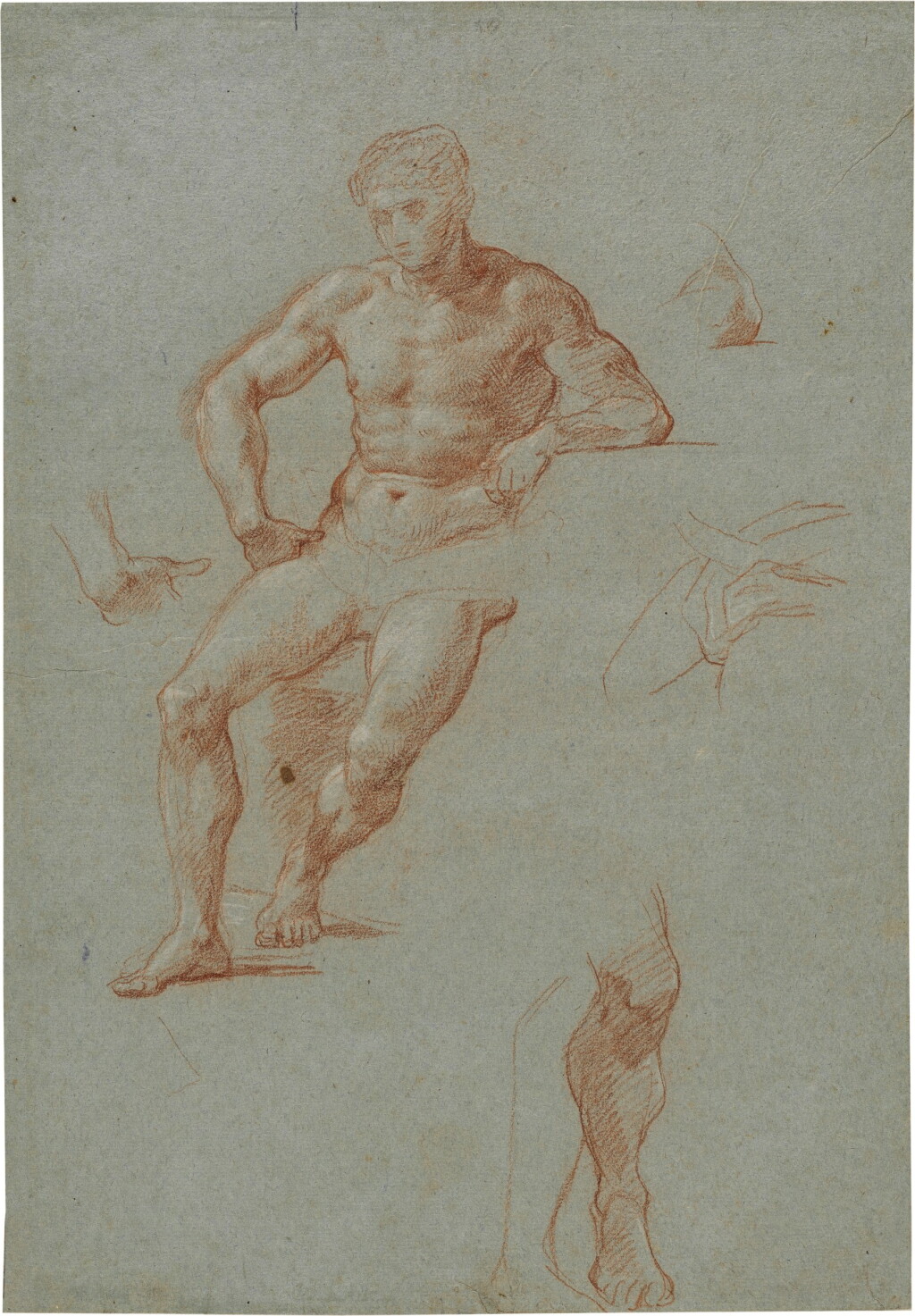 View full screen - View 1 of Lot 240. Recto: Studies of Hercules for The Choice of Hercules Verso: Drapery studies.