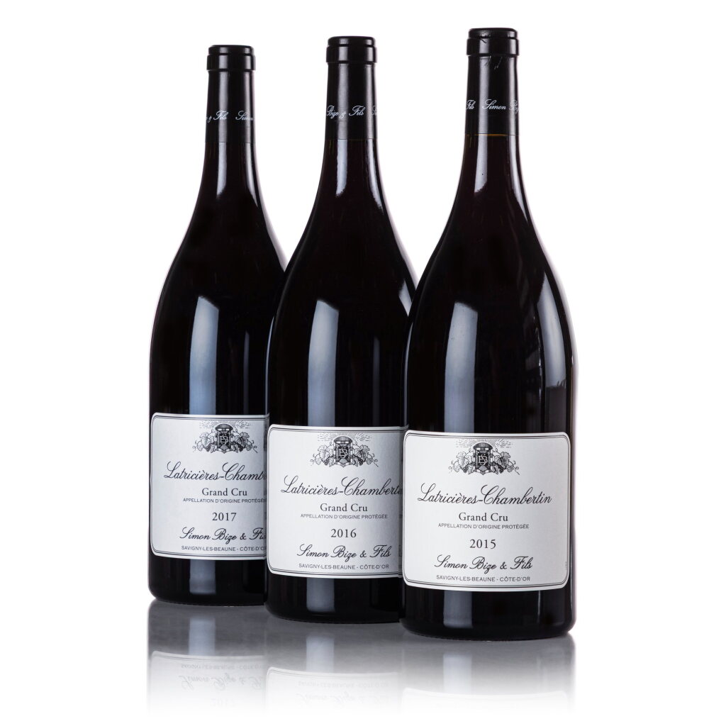 View full screen - View 1 of Lot 10. Domaine Simon Bize, Latricières-Chambertin 2015-2017 Vertical (3 MAG).
